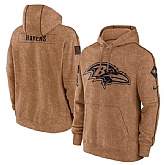Men's Baltimore Ravens 2023 Brown Salute to Service Pullover Hoodie,baseball caps,new era cap wholesale,wholesale hats